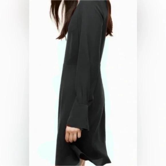 Aritzia Wilfred Corinne black Mini Dress Size 00 Long sleeves v-neck A-line - Picture 7 of 16